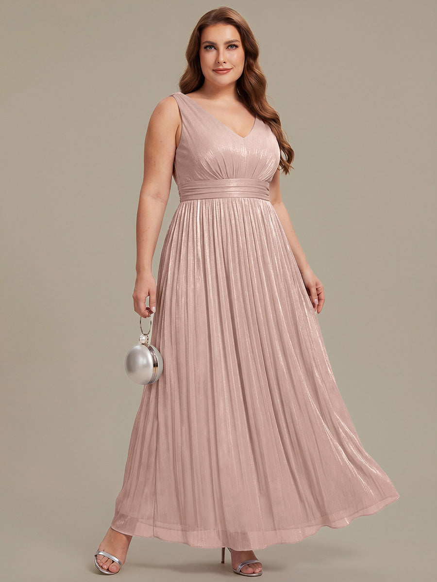 Color=Dusty Rose | Wholesale Strapless V-Neck Gathered A-Line Floor Length Evening Dresses-Dusty Rose 36