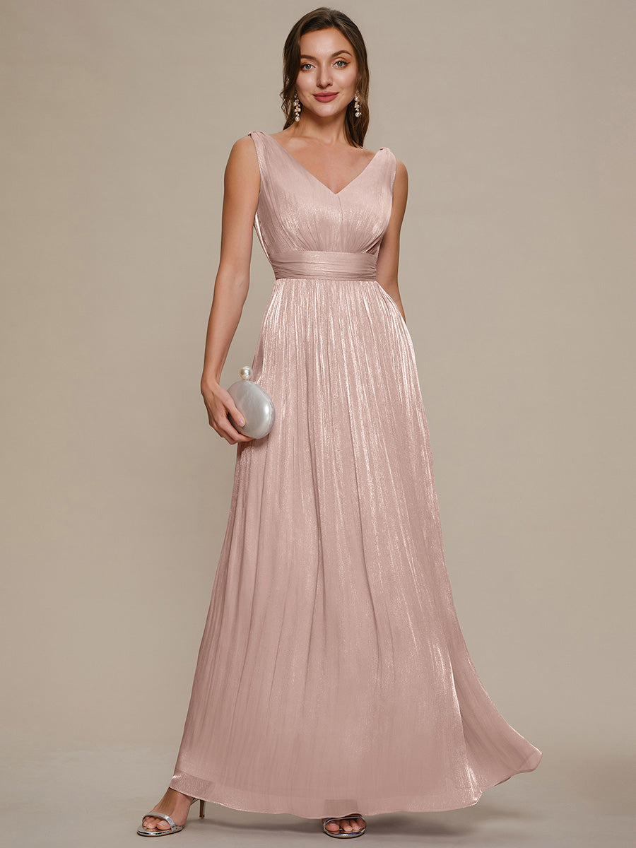 Color=Dusty Rose | Wholesale Strapless V-Neck Gathered A-Line Floor Length Evening Dresses-Dusty Rose 31