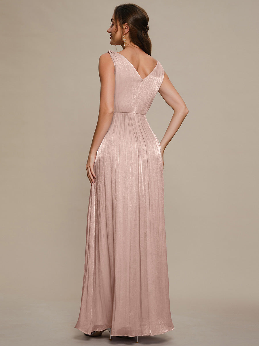Color=Dusty Rose | Wholesale Strapless V-Neck Gathered A-Line Floor Length Evening Dresses-Dusty Rose 32