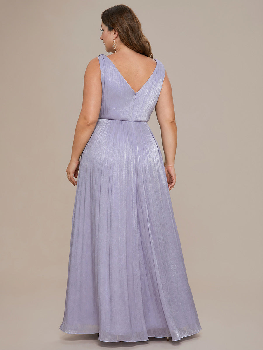 Color=Frosted Lilac | Wholesale Strapless V-Neck Gathered A-Line Floor Length Evening Dresses-Frosted Lilac 7