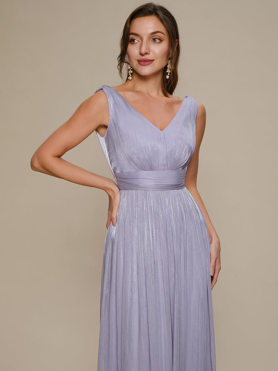 Color=Frosted Lilac | Wholesale Strapless V-Neck Gathered A-Line Floor Length Evening Dresses-Frosted Lilac 3