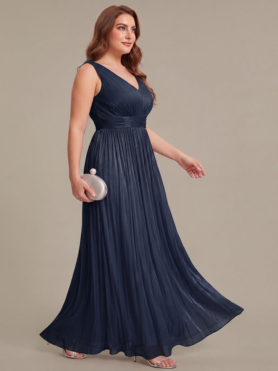 Color=Navy Blue | Wholesale Strapless V-Neck Gathered A-Line Floor Length Evening Dresses-Navy Blue 20