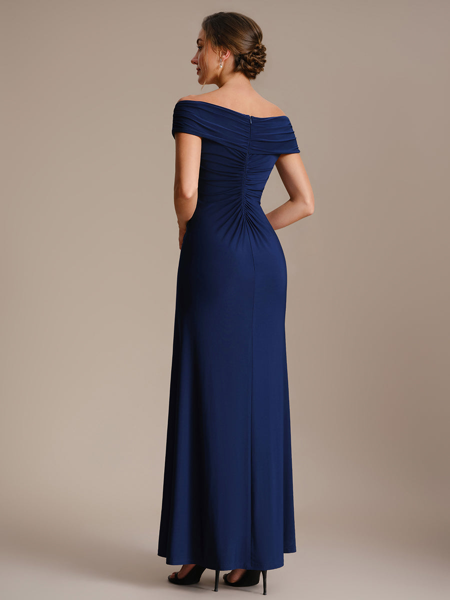 Color=Navy Blue | Industrial Use Sleeveless Multi-way V-neck High Stretch Sheath Maxi Evening Dresses-Navy Blue 12