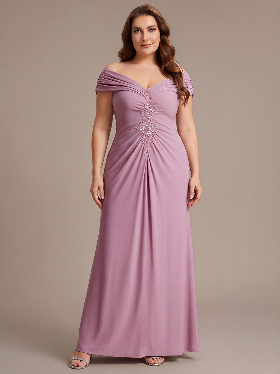 Color=Purple Orchid | Industrial Use Sleeveless Multi-way V-neck High Stretch Sheath Maxi Evening Dresses-Purple Orchid 26