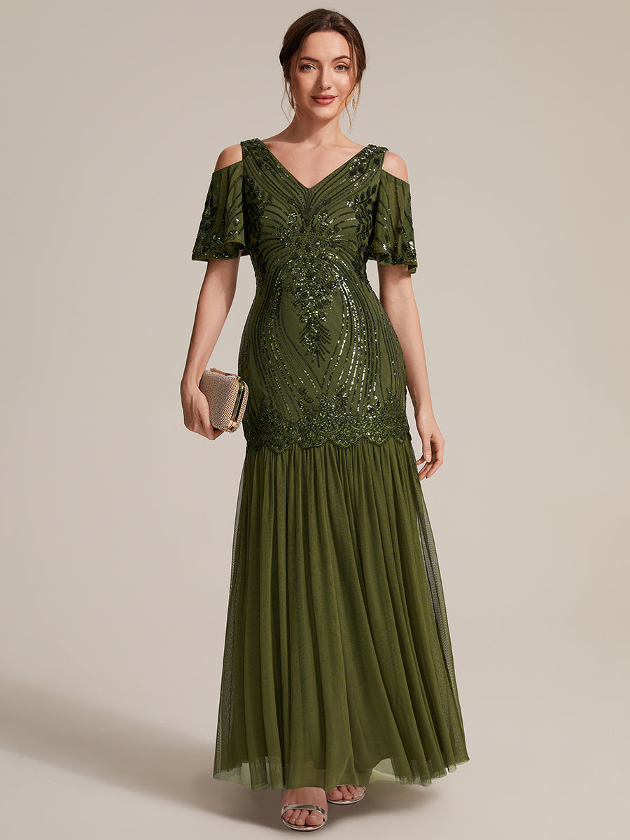 Industrial Use Plus Size Short Ruffle Sleeve Sequin V-Neck Sheath Evening Dresses - EE02822OG-R4.jpg