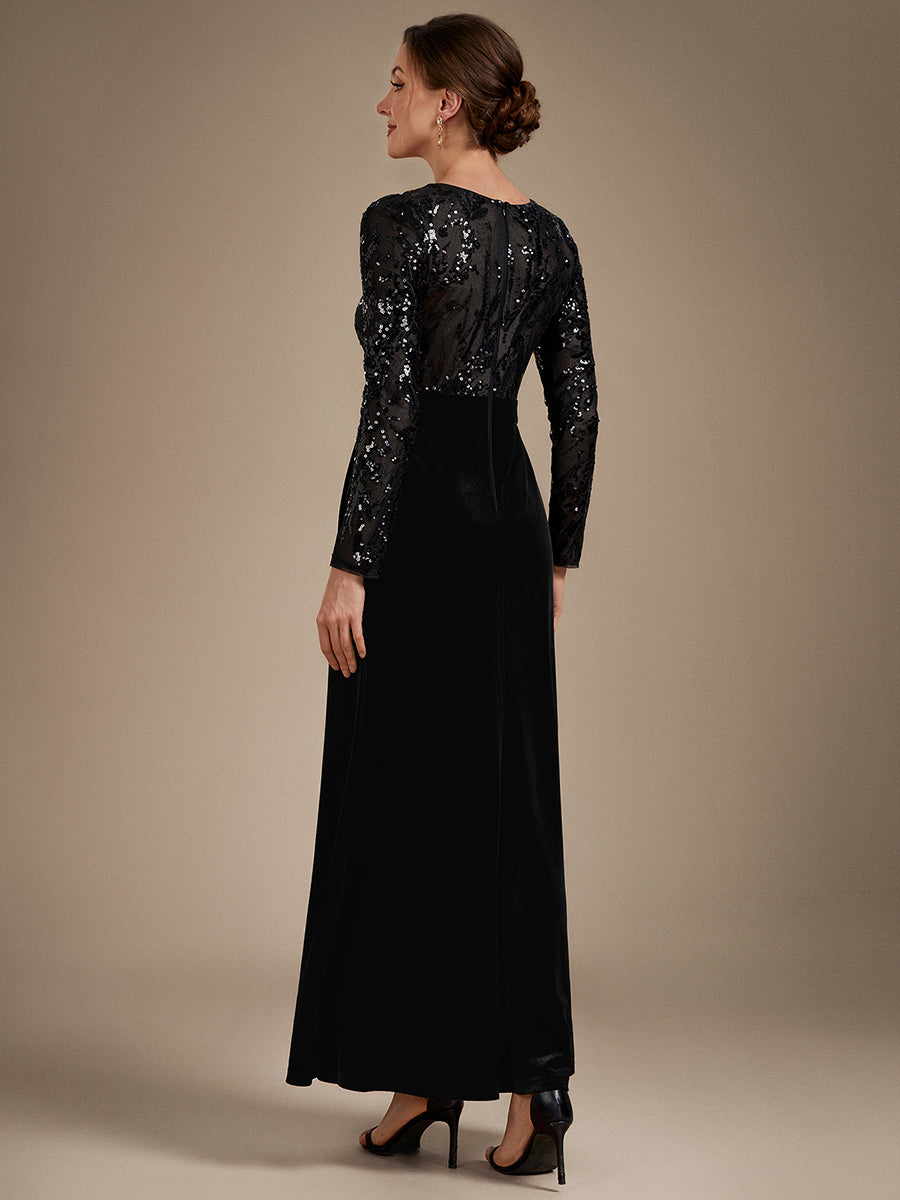 Factory Design Plus Size Velvet Long Sleeve Round Neck Sheath Sequin Evening Dresses - EE02837BK-R2.jpg