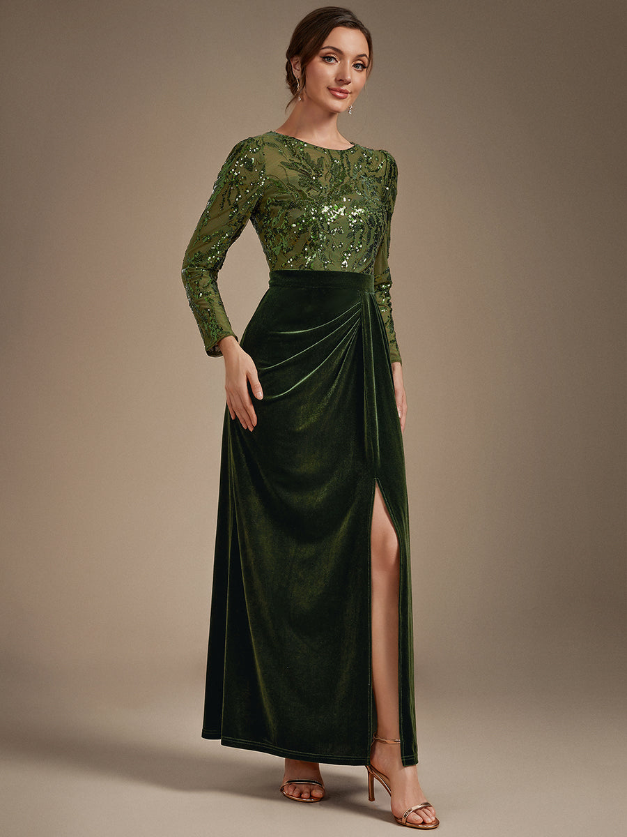 Factory Design Plus Size Velvet Long Sleeve Round Neck Sheath Sequin Evening Dresses - EE02837OG-R3.jpg