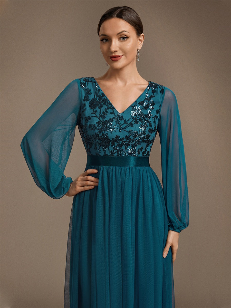 Factory Design Plus Size Maxi Long Sleeve Sequin Tulle V-Neck A-Line Evening Dresses - EE02846TE-R5.jpg
