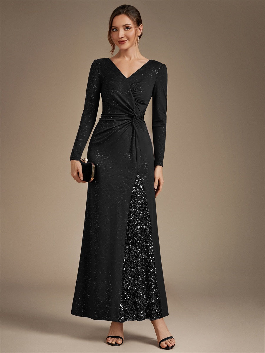 Bulk Order Plus Size Long Sleeve Jersey V-Neck Bodycon Sequined Evening Dresses - EE02857BK-R4.jpg