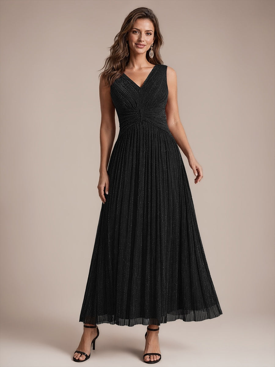 EE02868BK | Tulle Sleeveless A-Line Evening Dress