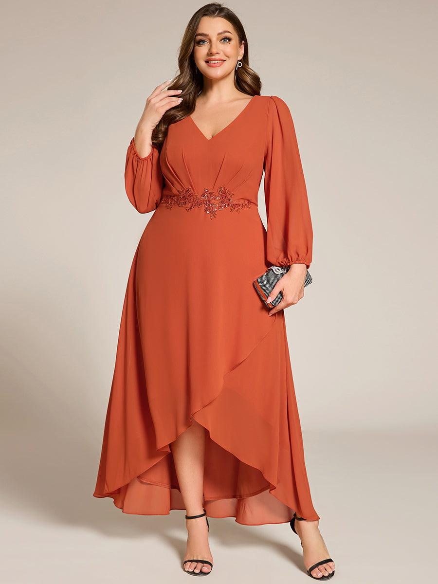 Elegant Plus Size Applique Empire Waist Nine-Length Chiffon Evening Dr Elegant Plus Size Applique Empire Waist Nine-Length Chiffon Evening Dr