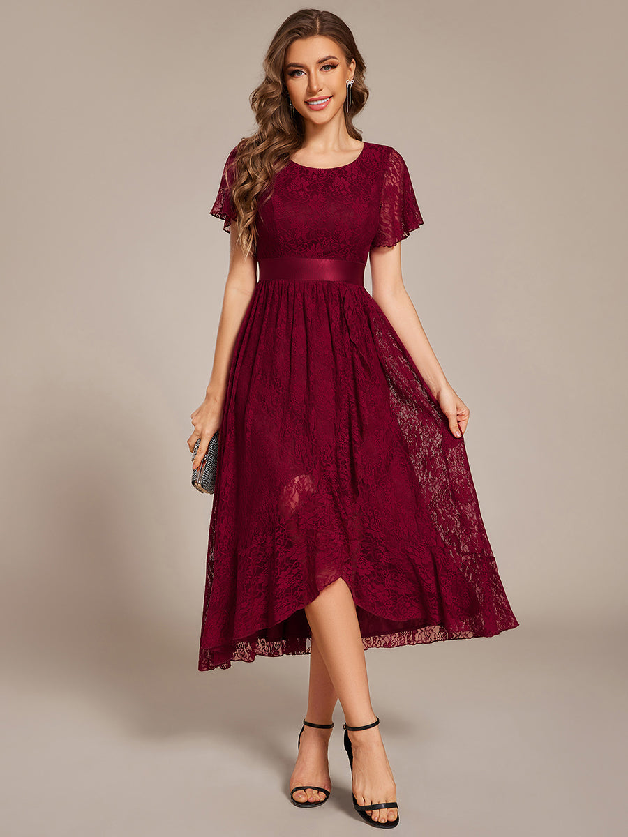 Asymmetrical Hem Evening Dresses with Embroidery Decoration