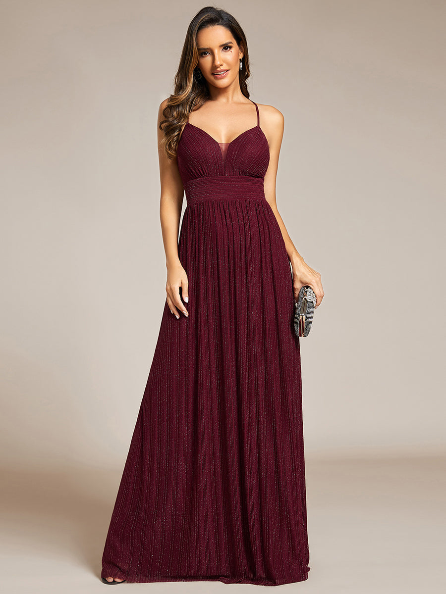 Color=Burgundy | Sparkle Sleeveless Backless Cross Strap Wholesale Formal Evening Dress-Burgundy 1