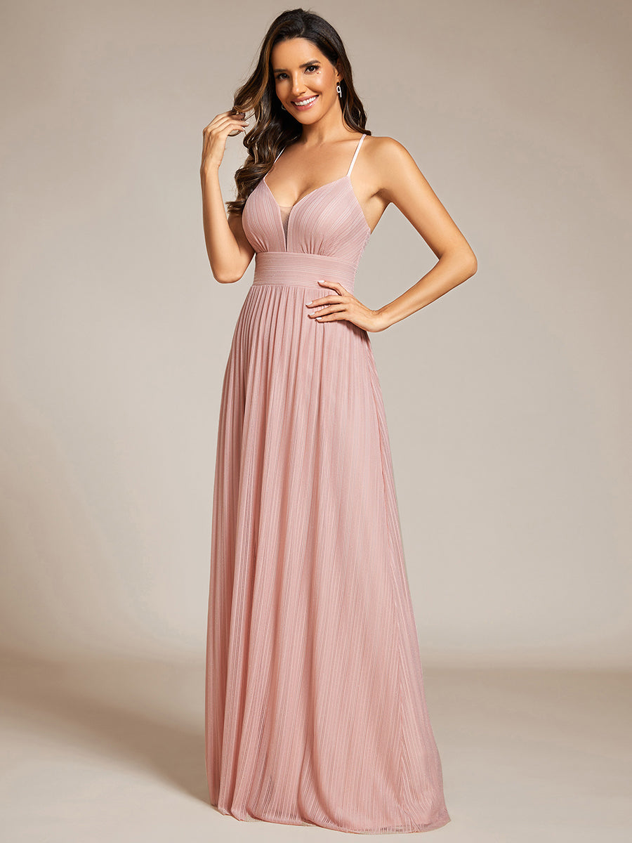 Color=Pink | Sparkle Sleeveless Backless Cross Strap Wholesale Formal Evening Dress-Pink