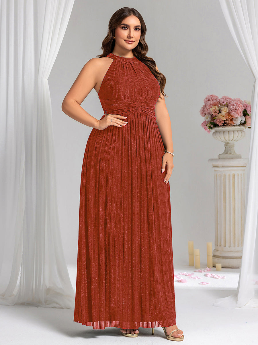 Color=Burnt Orange | Wholesale Pricing Strapless Halter Neck High Stretch A-Line Floor Length Evening Dresses-Burnt Orange 19