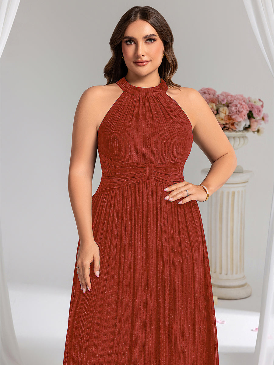 Color=Burnt Orange | Wholesale Pricing Strapless Halter Neck High Stretch A-Line Floor Length Evening Dresses-Burnt Orange 18