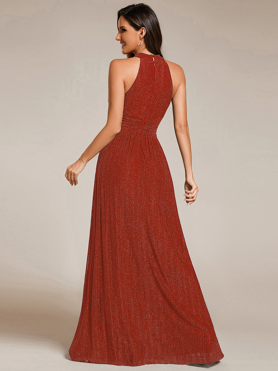 Color=Burnt Orange | Wholesale Pricing Strapless Halter Neck High Stretch A-Line Floor Length Evening Dresses-Burnt Orange 12