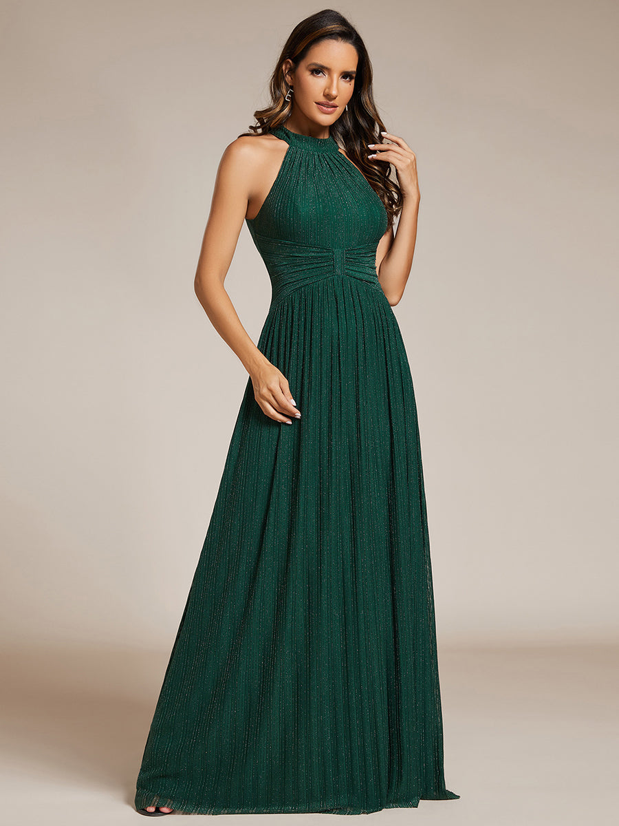 Color=Dark Green | Wholesale Pricing Strapless Halter Neck High Stretch A-Line Floor Length Evening Dresses-Dark Green 4