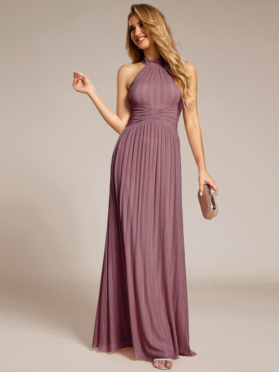 Color=Purple Orchid | Wholesale Pricing Strapless Halter Neck High Stretch A-Line Floor Length Evening Dresses-Purple Orchid 45