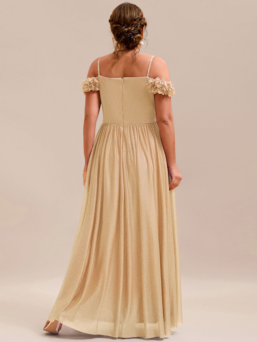 Color=Gold | Industrial Use Glittery Sleeveless V-Neck A-Line Floor Length Evening Dresses-Gold 7