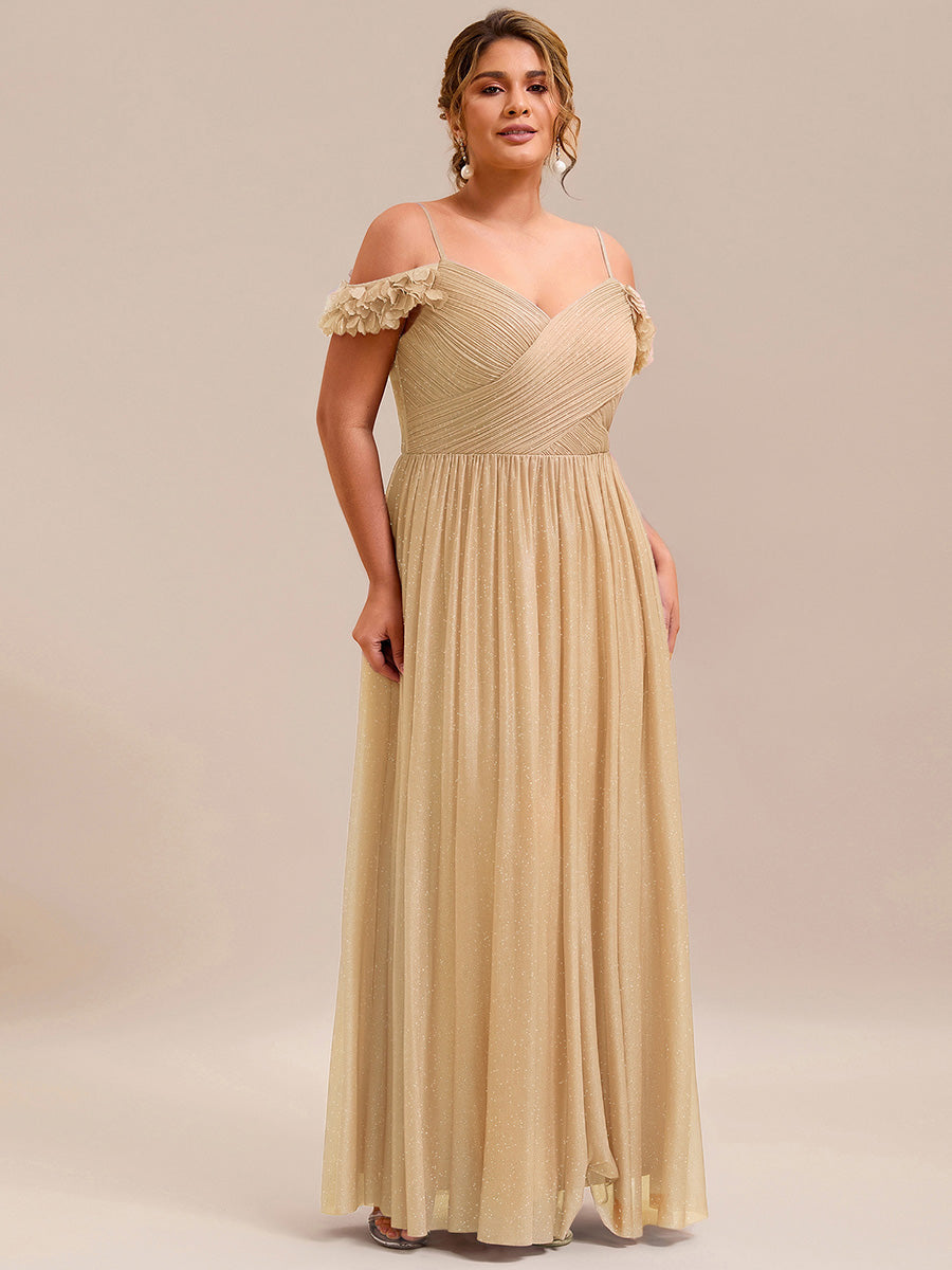 Color=Gold | Industrial Use Glittery Sleeveless V-Neck A-Line Floor Length Evening Dresses-Gold 9