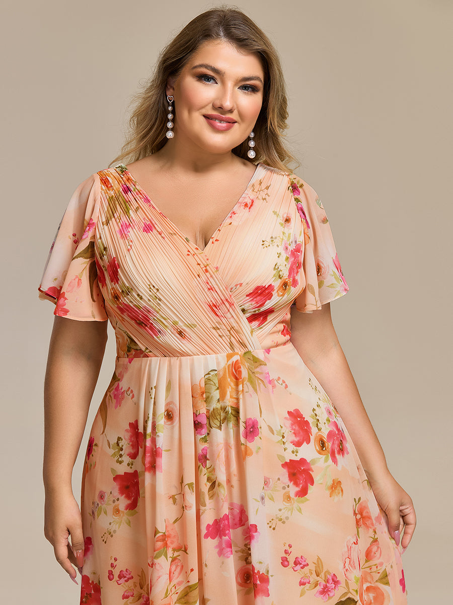 Color=Peach Fuzz | Pleated Ruffles Chiffon Wholesale Wedding Guest Dresses-Peach Fuzz 90