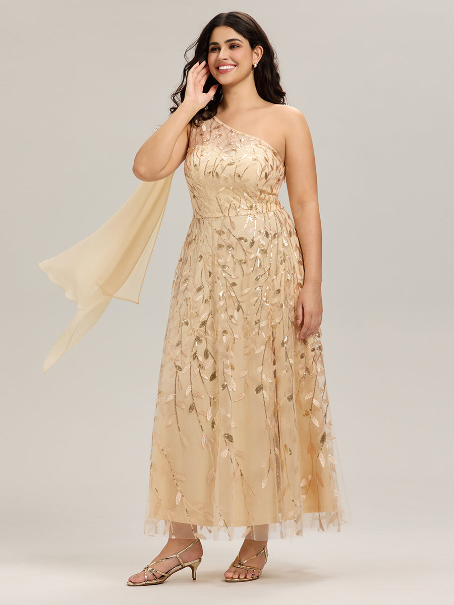 Color=Gold | B2B-Exclusive One Shoulder Sleeveless Sequin A-Line Maxi Wedding Guest Dress-Gold 22