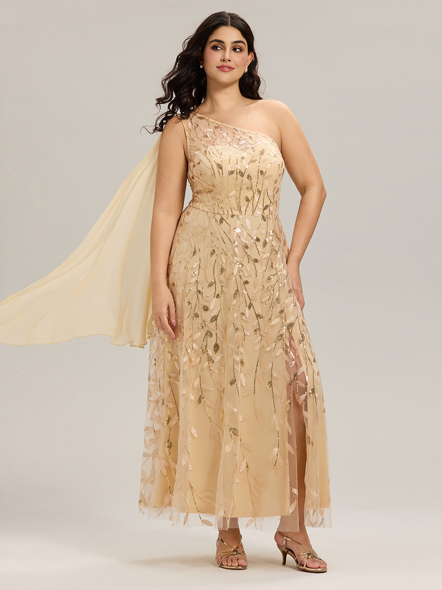 Color=Gold | B2B-Exclusive One Shoulder Sleeveless Sequin A-Line Maxi Wedding Guest Dress-Gold 23