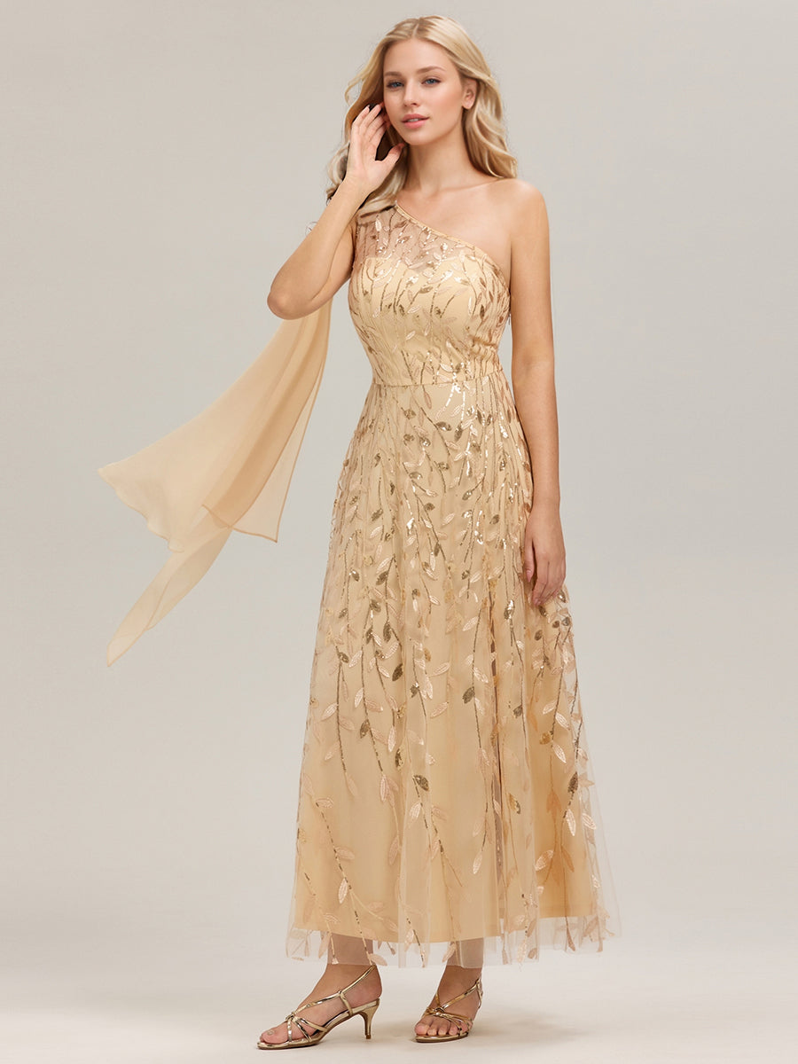 Color=Gold | B2B-Exclusive One Shoulder Sleeveless Sequin A-Line Maxi Wedding Guest Dress-Gold 17