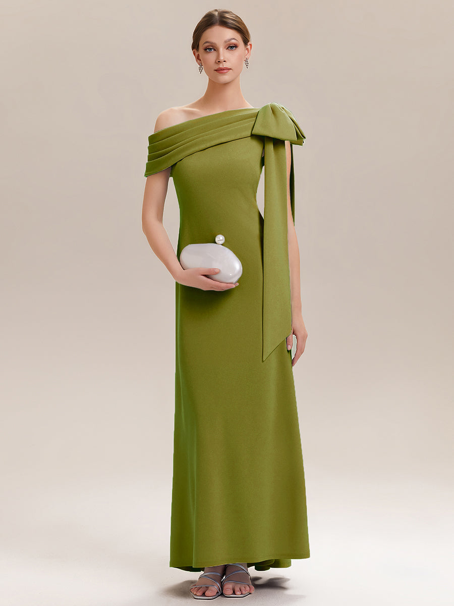Color=Citron | One Stop Shop Strapless Asymmetrical Sheath High Stretch Floor Length Wedding Guest Dresses-Citron 1