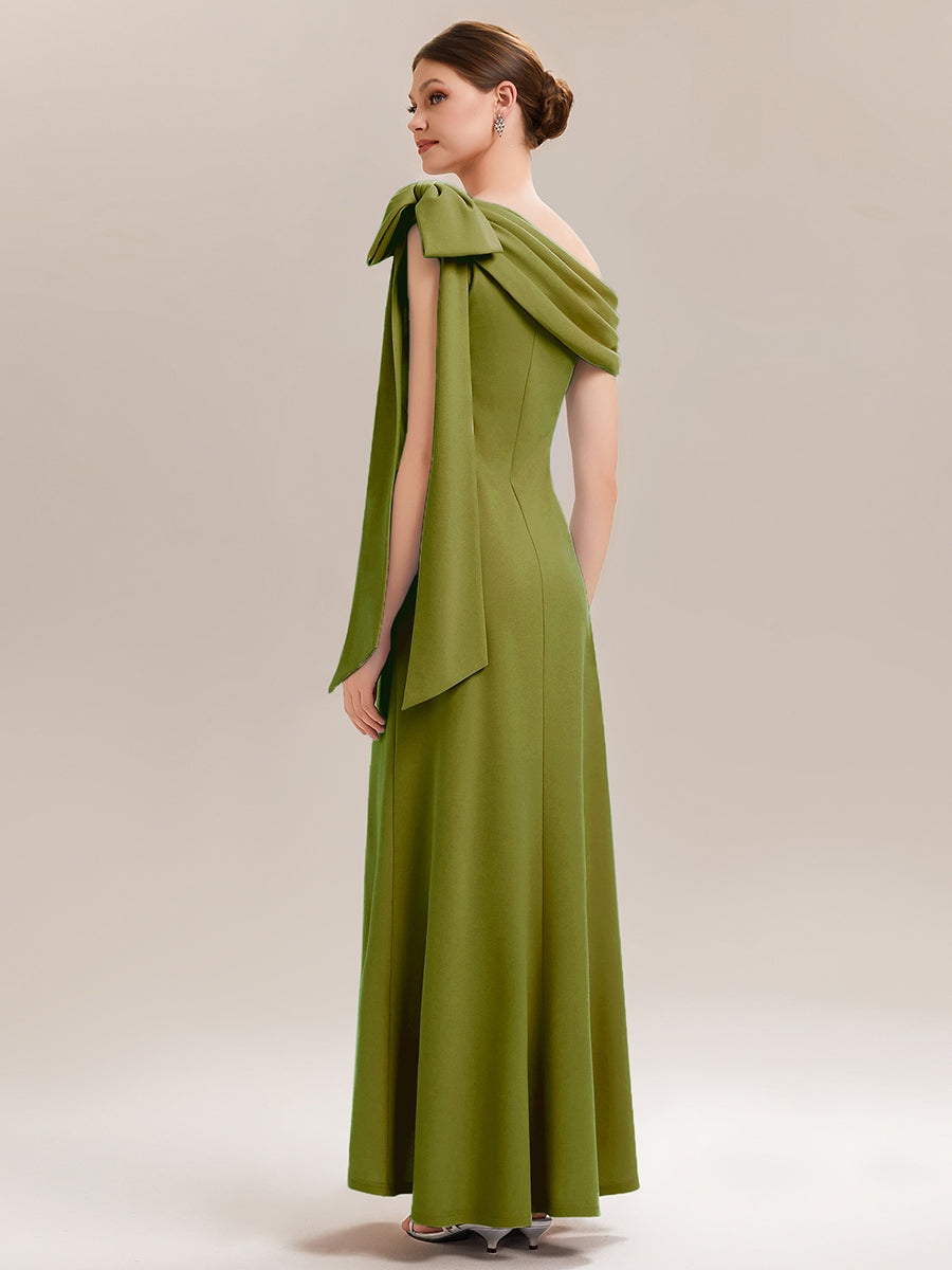 Color=Citron | One Stop Shop Strapless Asymmetrical Sheath High Stretch Floor Length Wedding Guest Dresses-Citron 2