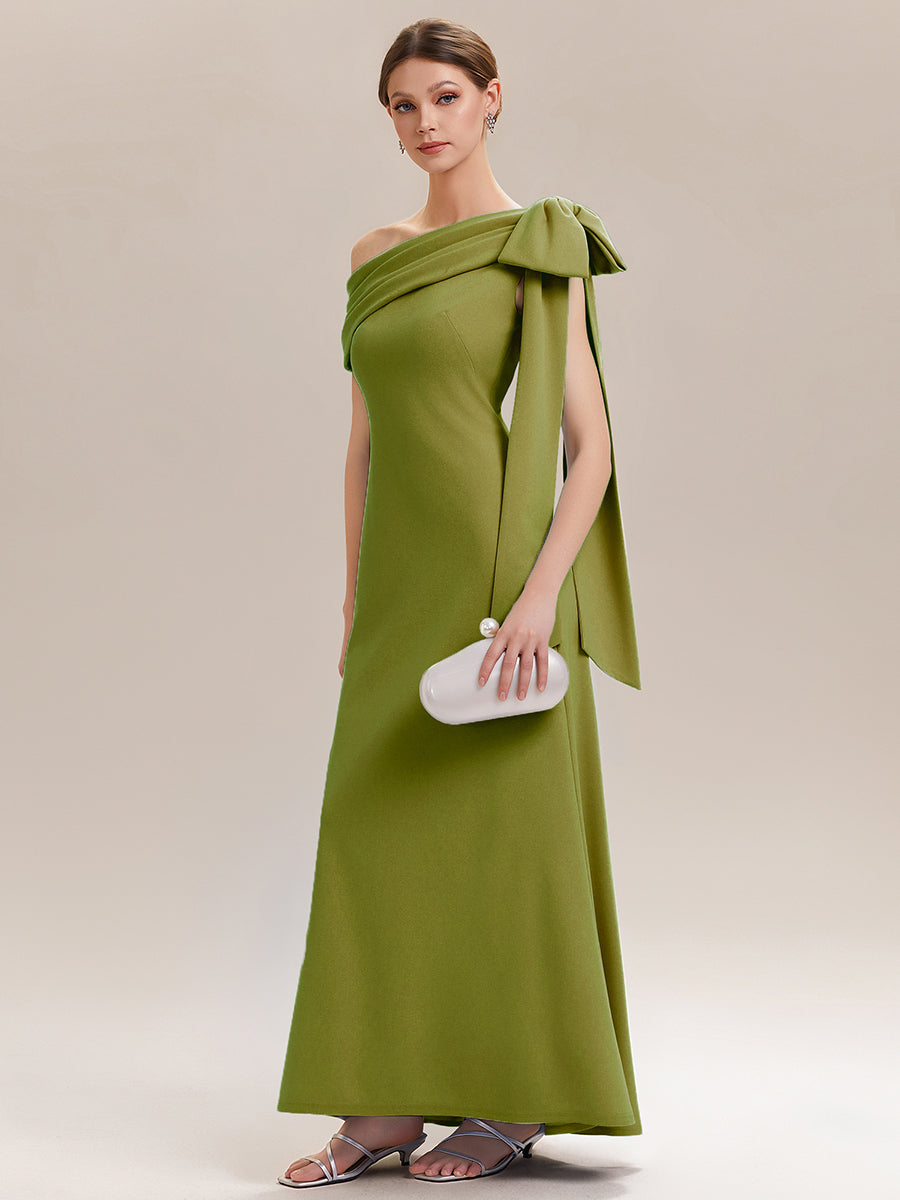 Color=Citron | One Stop Shop Strapless Asymmetrical Sheath High Stretch Floor Length Wedding Guest Dresses-Citron 4
