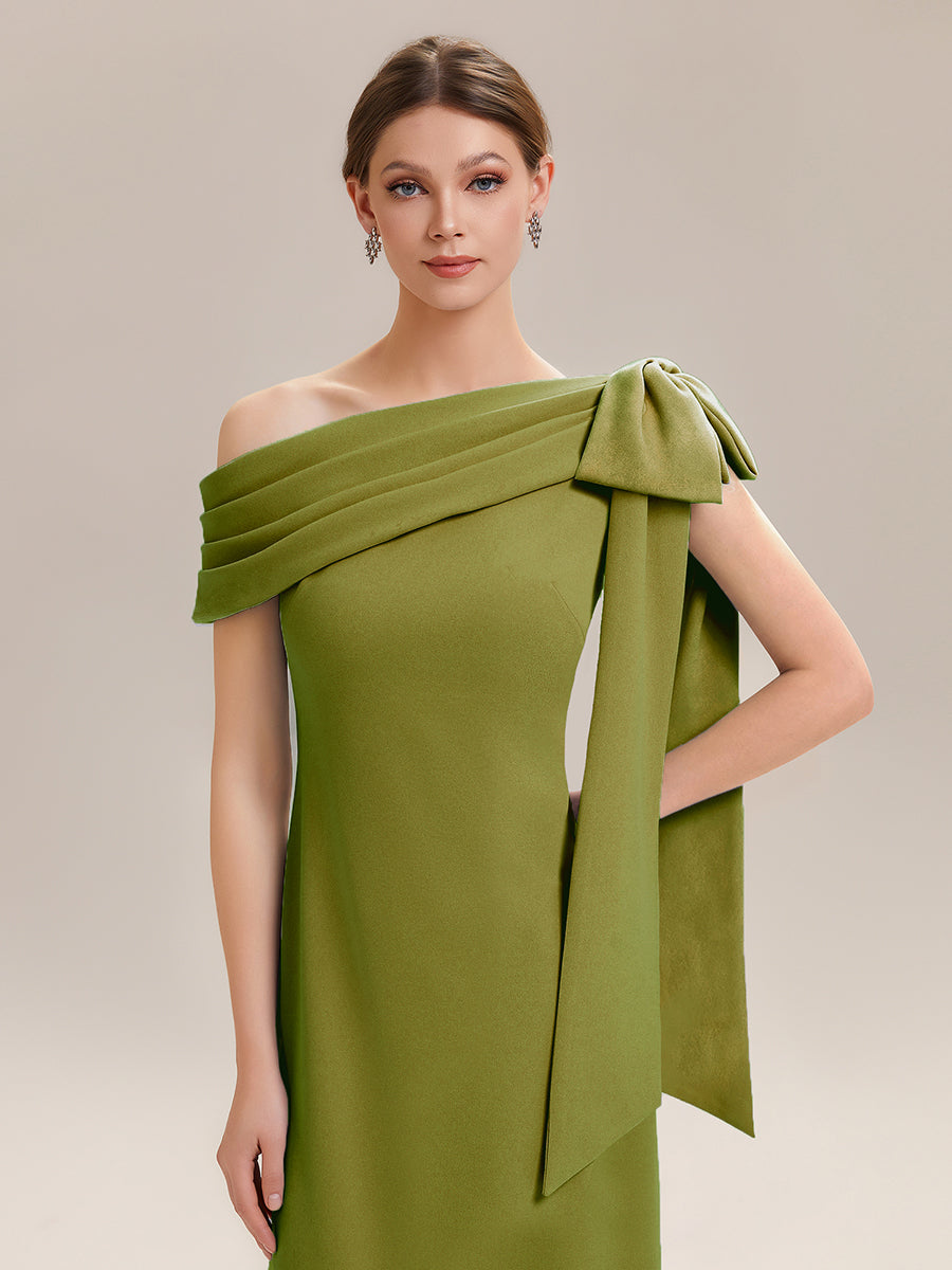 Color=Citron | One Stop Shop Strapless Asymmetrical Sheath High Stretch Floor Length Wedding Guest Dresses-Citron 3
