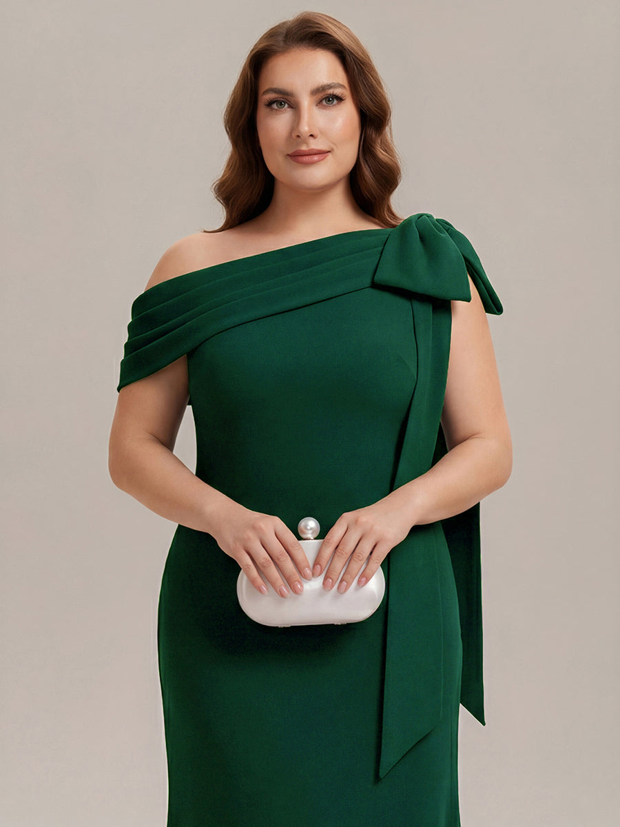 Color=Dark Green | One Stop Shop Strapless Asymmetrical Sheath High Stretch Floor Length Wedding Guest Dresses-Dark Green 18