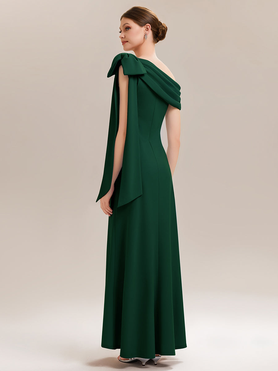 Color=Dark Green | One Stop Shop Strapless Asymmetrical Sheath High Stretch Floor Length Wedding Guest Dresses-Dark Green 12