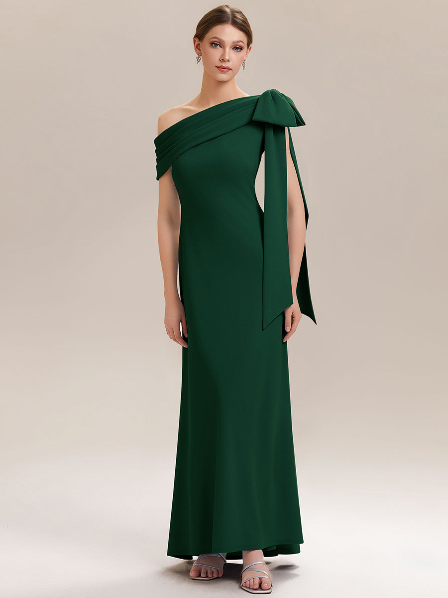 Color=Dark Green | One Stop Shop Strapless Asymmetrical Sheath High Stretch Floor Length Wedding Guest Dresses-Dark Green 15