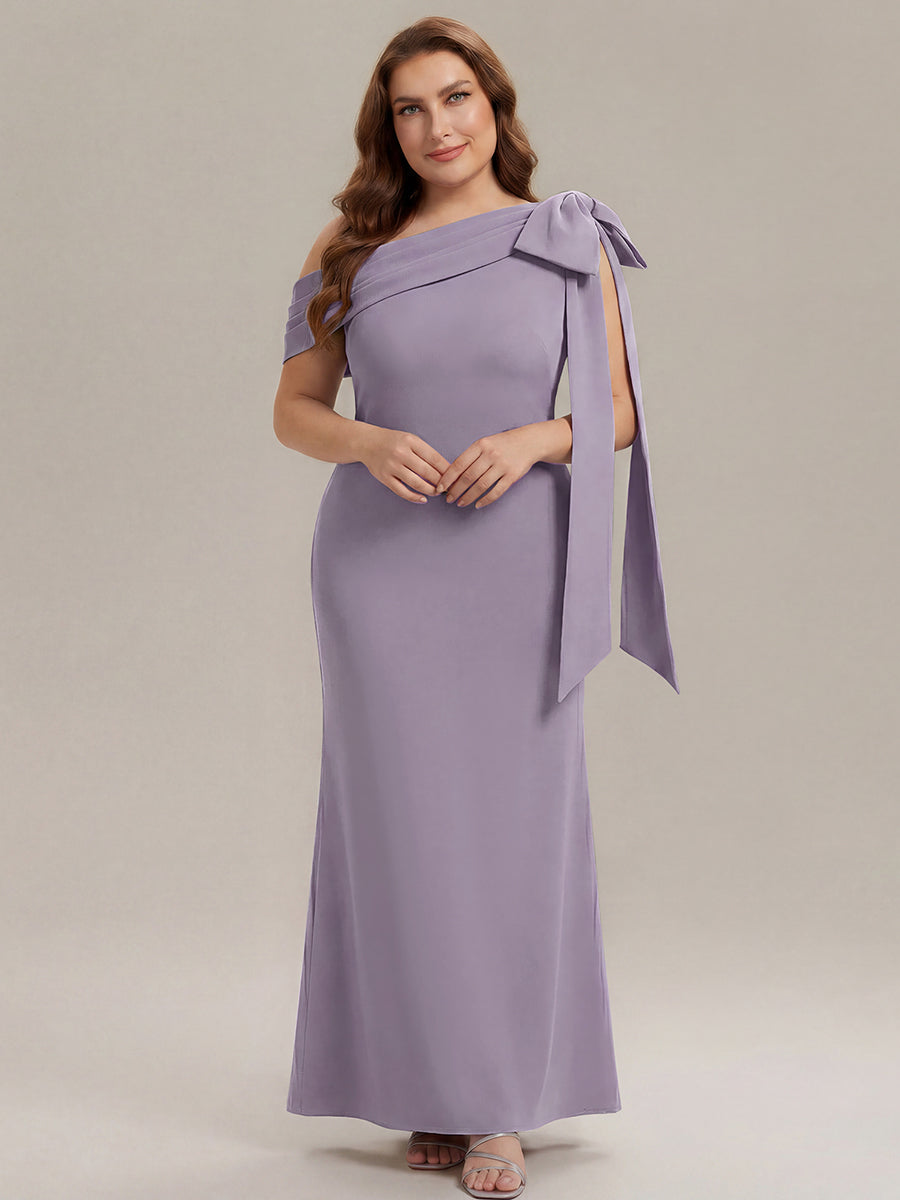 Color=Frosted Lilac | One Stop Shop Strapless Asymmetrical Sheath High Stretch Floor Length Wedding Guest Dresses-Frosted Lilac 30
