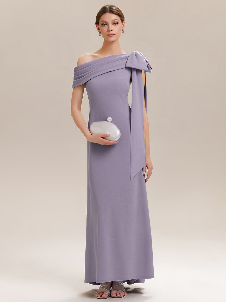 Color=Frosted Lilac | One Stop Shop Strapless Asymmetrical Sheath High Stretch Floor Length Wedding Guest Dresses-Frosted Lilac 21