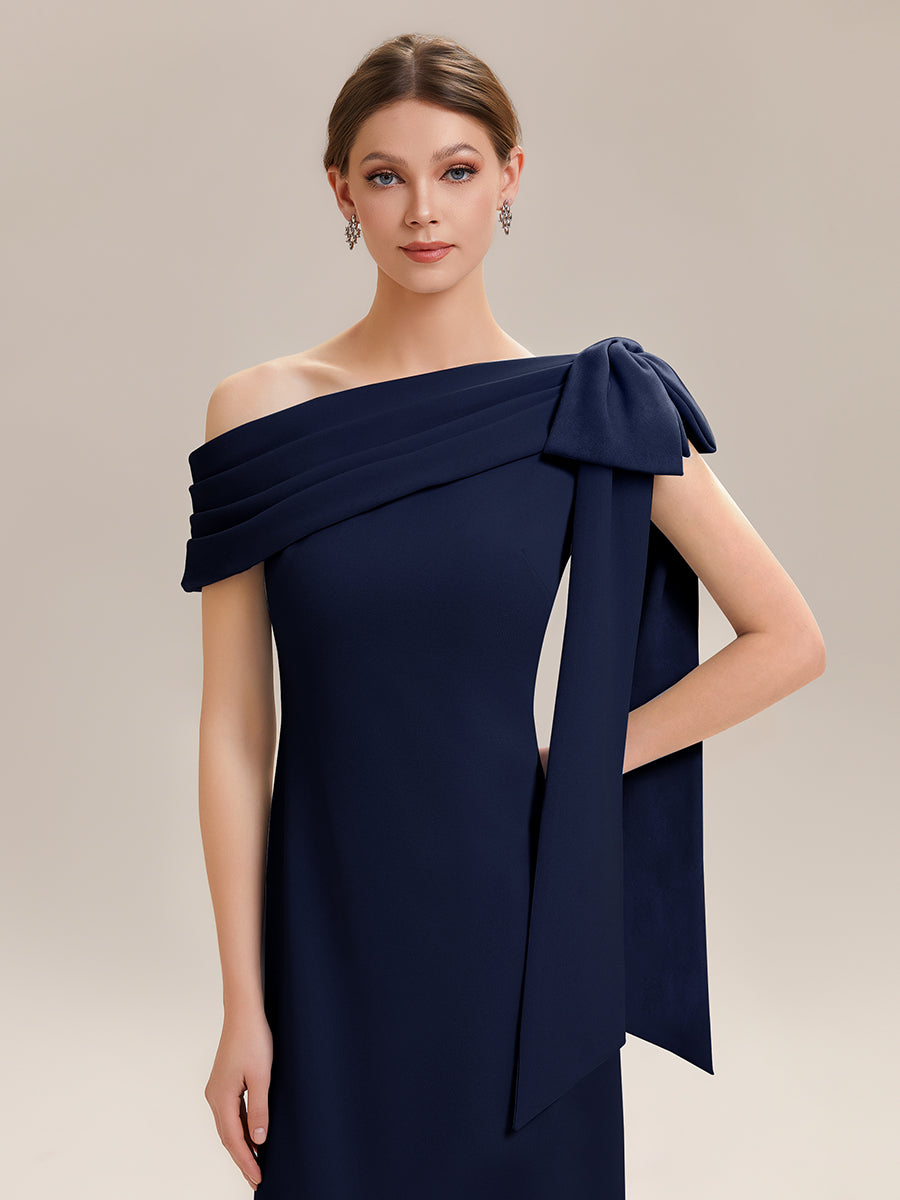 Color=Navy Blue | B2B-Exclusive Asymmetrical Sleeveless High Stretch Sheath Floor Length Wedding Guest Dress-Navy Blue 13