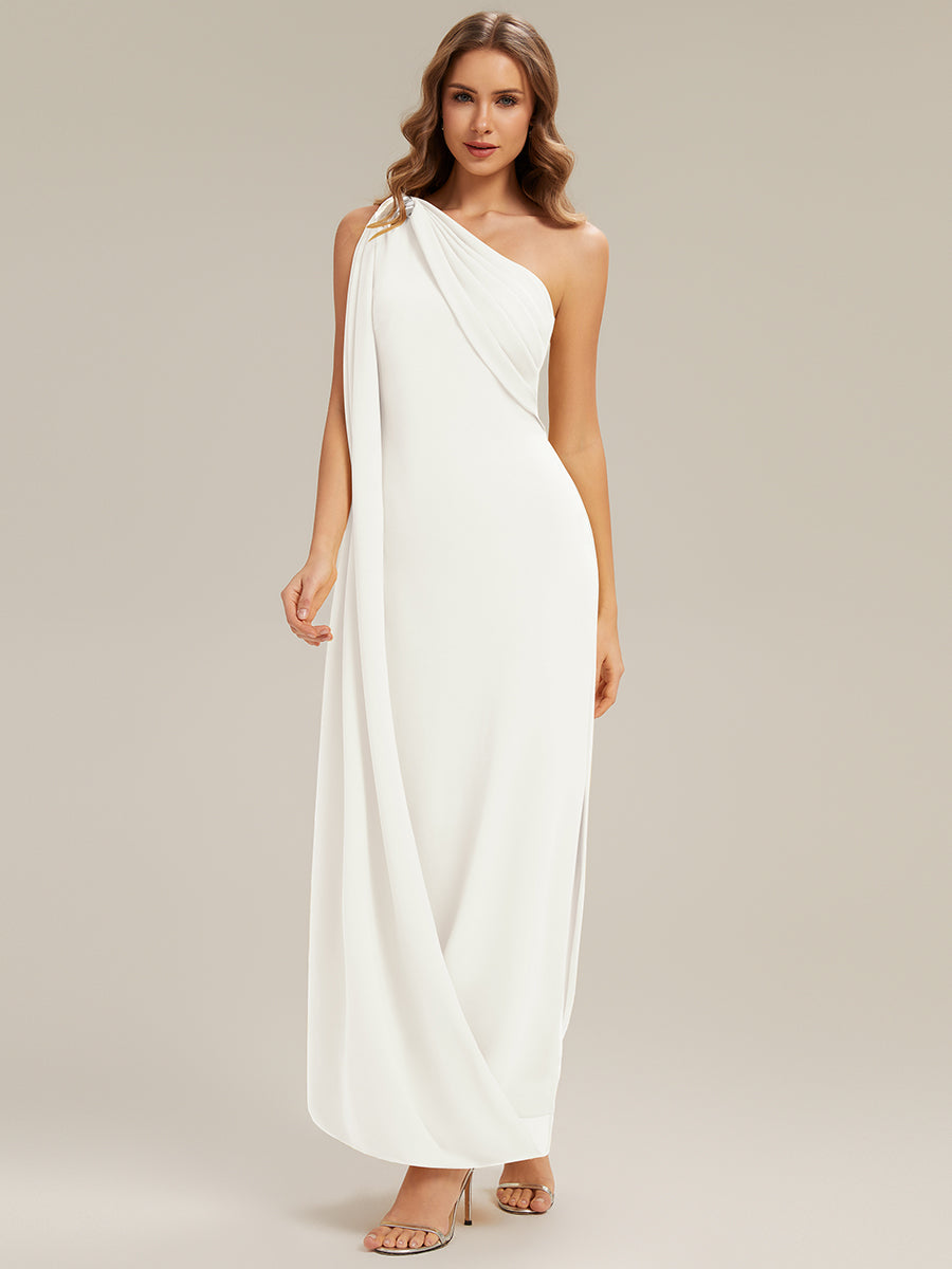 Color=White | Fast Delivery Sleeveless Asymmetrical Sheath High Stretch Maxi Wedding Guest Dresses-White 9