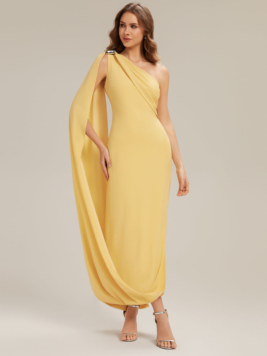 Color=Yellow | Fast Delivery Sleeveless Asymmetrical Sheath High Stretch Maxi Wedding Guest Dresses-Yellow 11