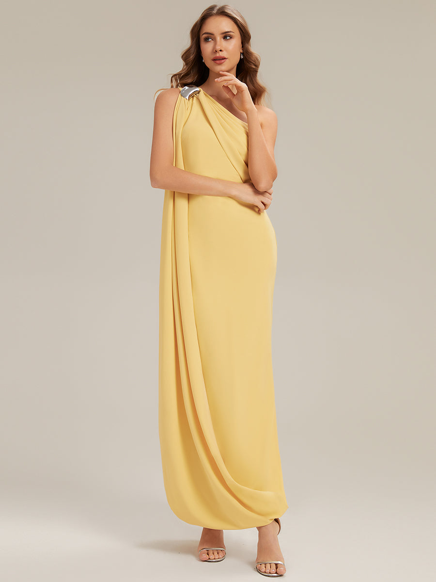 Color=Yellow | Fast Delivery Sleeveless Asymmetrical Sheath High Stretch Maxi Wedding Guest Dresses-Yellow 15