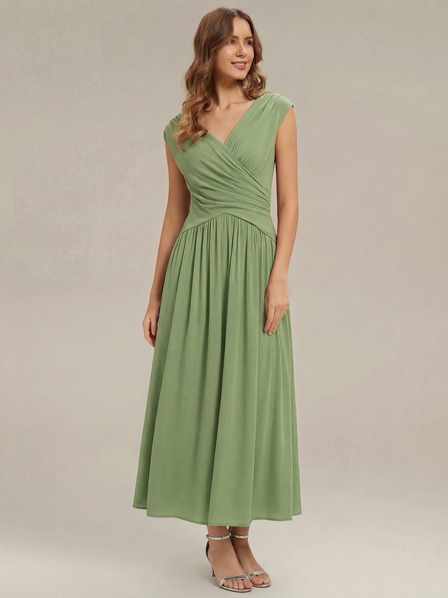 Color=Sage Green | Bulk Order Strapless V-Neck High Stretch Polka Dot Sheath Maxi Wedding Guest Dresses-Sage Green 1