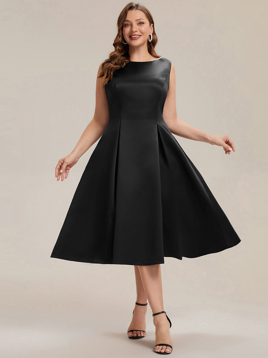 Color=Black | Volume Discounts Strapless Boat Neck Midi Ball-Gown Dress with Pockets | Wedding Guest Dresses-Black 6