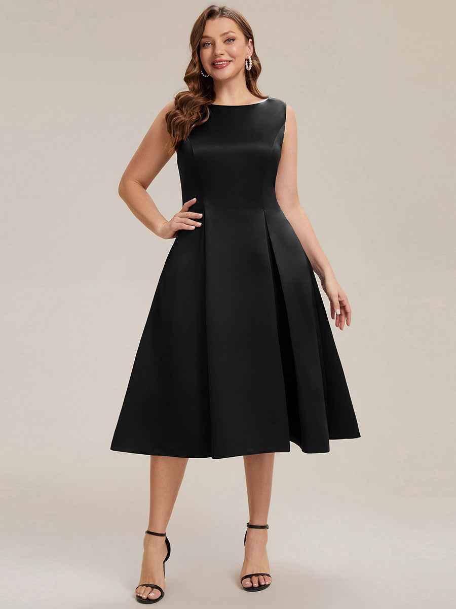 Color=Black | Volume Discounts Strapless Boat Neck Midi Ball-Gown Dress with Pockets | Wedding Guest Dresses-Black 10