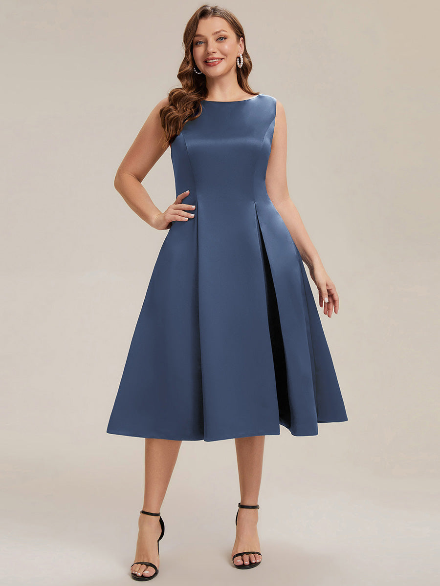 Color=Dusty Blue | Volume Discounts Strapless Boat Neck Midi Ball-Gown Dress with Pockets | Wedding Guest Dresses-Dusty Blue 20
