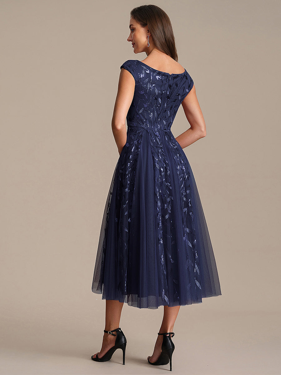 Color=Navy Blue | Factory Design Sleeveless V-Neck Sequin A-Line Midi Wedding Guest Dresses-Navy Blue 42