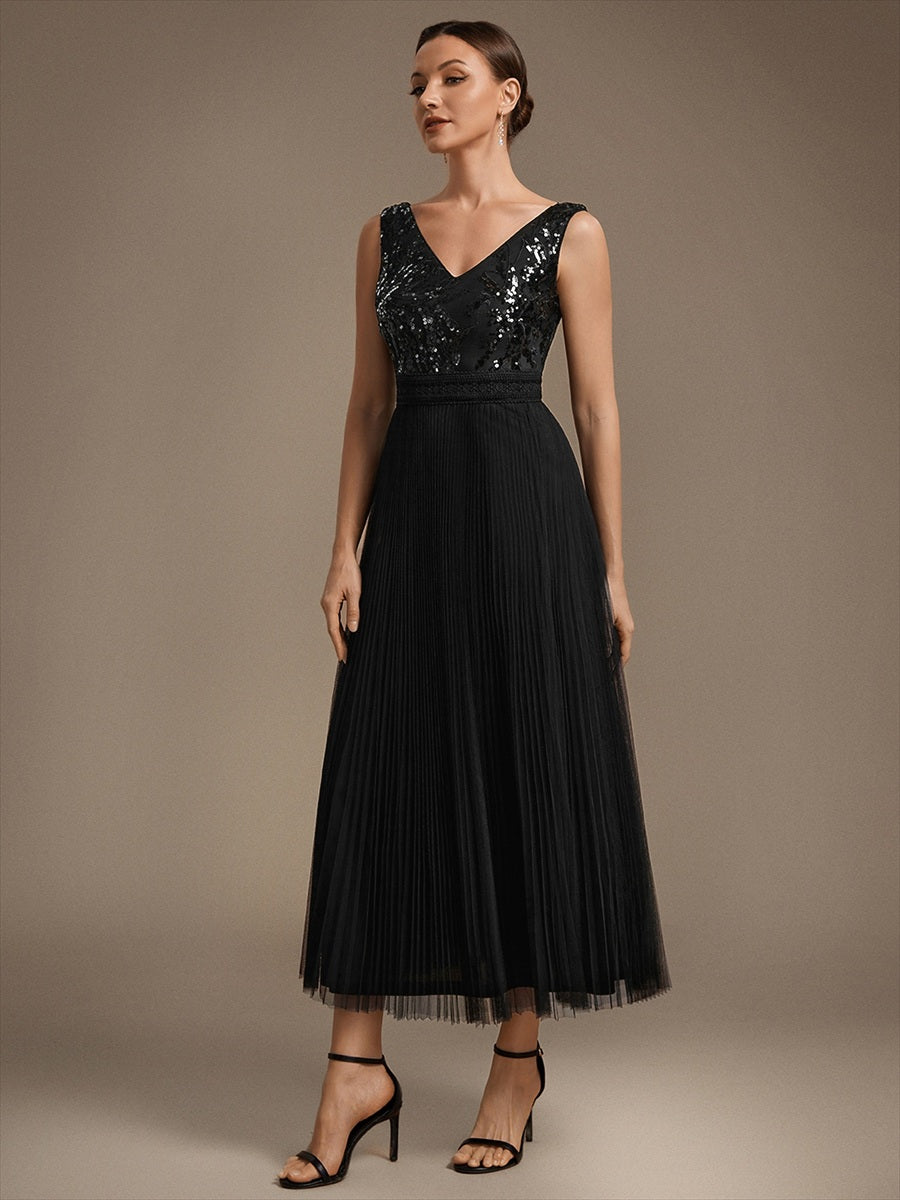 Factory Design Plus Size Sleeveless Tulle V-Neck A-Line Sequin Lace Wedding Guest Dresses - EG02844BK-R3.jpg