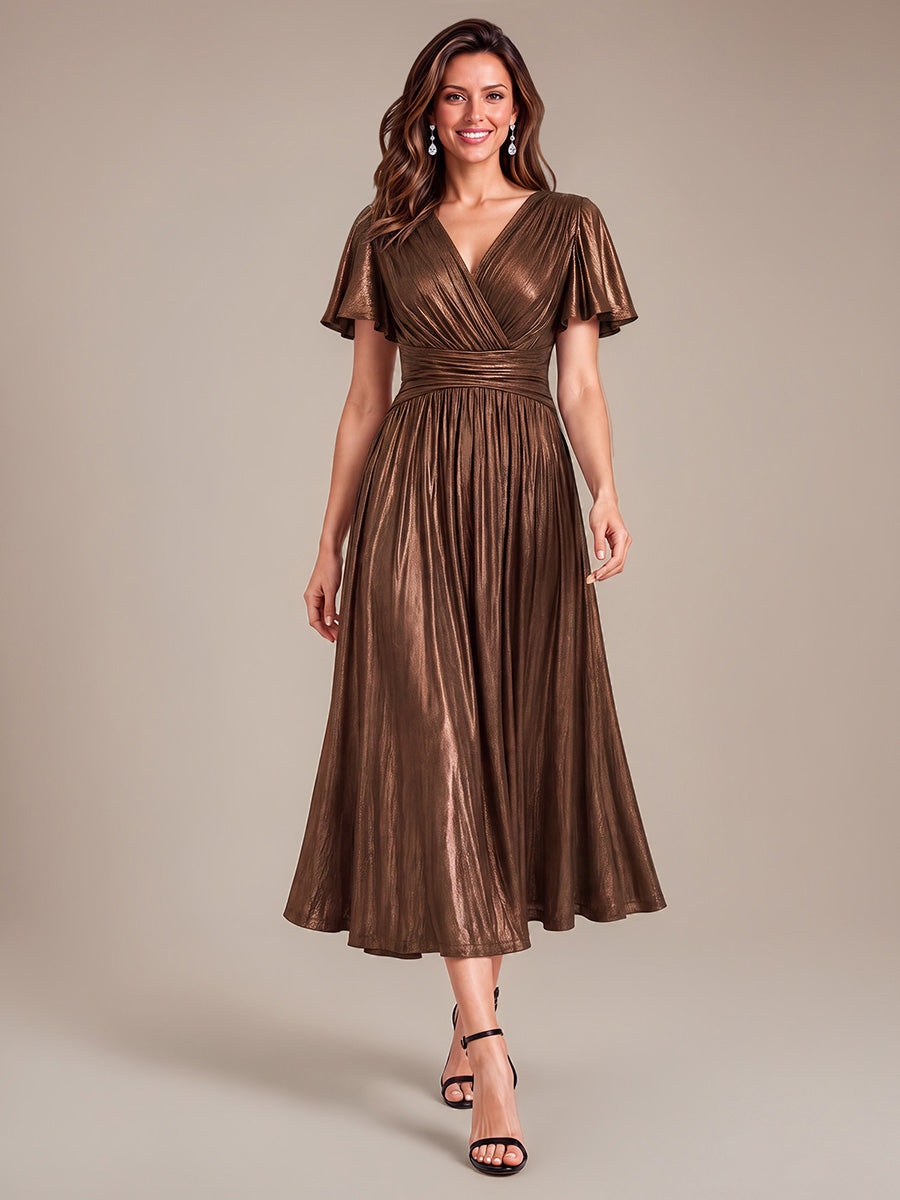 Color=Chocolate Brown | Sleeveless Sequin V-Neck Maxi Bodycon Evening Dress-Chocolate Brown 1