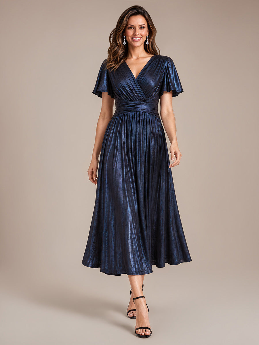 Color=Navy Blue | Sleeveless Sequin V-Neck Maxi Bodycon Evening Dress-Navy Blue 1
